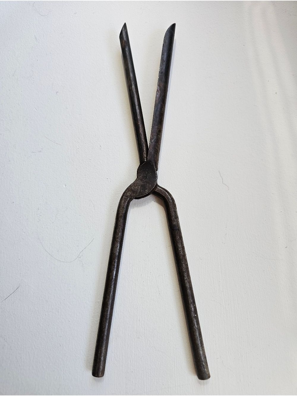 Antique Marcel Hair Curling Iron Tongs - Forged Steel Victorian Era Decor